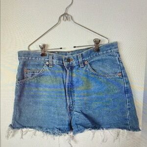 Classic Blue Denim High-Rise Athletic Shorts